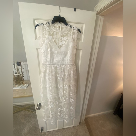 Bronx and Banco white floral sheer dress s - Picture 7 of 8